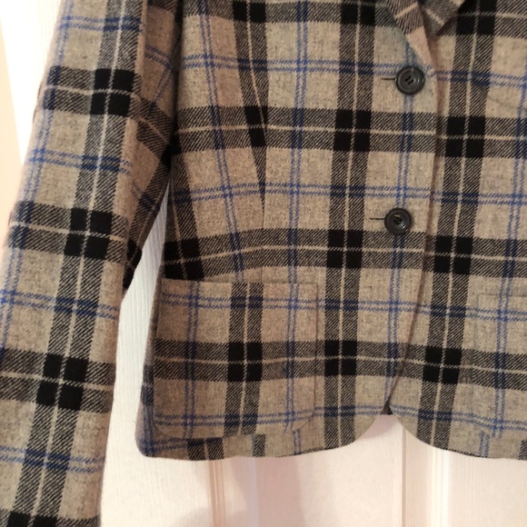 Theory grey/blue plaid wool blazer - Picture 4 of 5